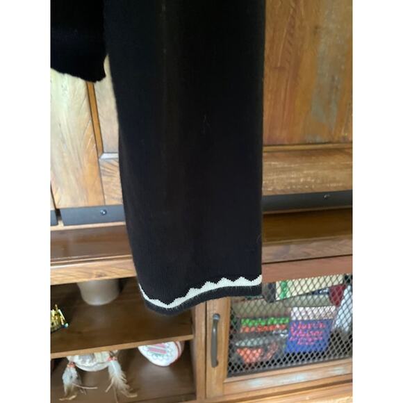 Belle Poque Size 2XL Cardigan Button Up Sweater Black w/ White‎ Trim - Picture 4 of 5